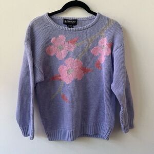Sophisticates By Jonathan Martin Women's Purple Floral Pullover Sweater Medium